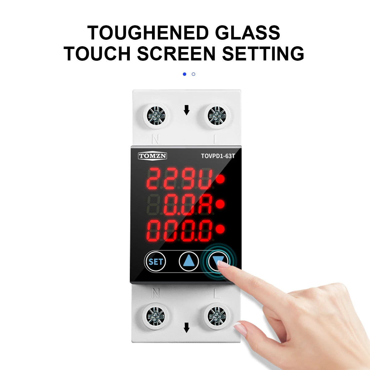 63A 3 в 1 сенсорный экран Дин рейка регулируемый ток напряжение защитное устройство