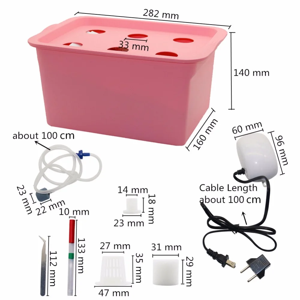 

1 sets 220V Plant Site Hydroponic Garden Systems Kit 6 Holes Nursery Pots Soilless Cultivation Box Plant Seedling Grow Box Kit