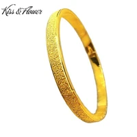 kissflower br92 fine jewelry wholesale fashion woman girl birthday wedding gift matte round vintage 24kt gold bracelet bangle