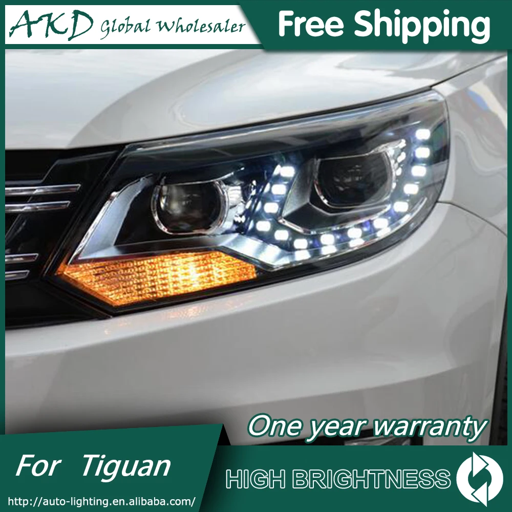 AKD автомобильный Стайлинг для VW Tiguan фары 2013- Tiguan светодиодный налобный фонарь светодиодный DRL Биксеноновые линзы фары дальнего ближнего света для парковки
