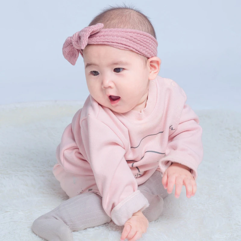 

Soft Kids Hair Accessories Solid Color Elastic Hair Band Baby Headband Infant Big Bow Hairband Girls Knitted Headwrap Turban