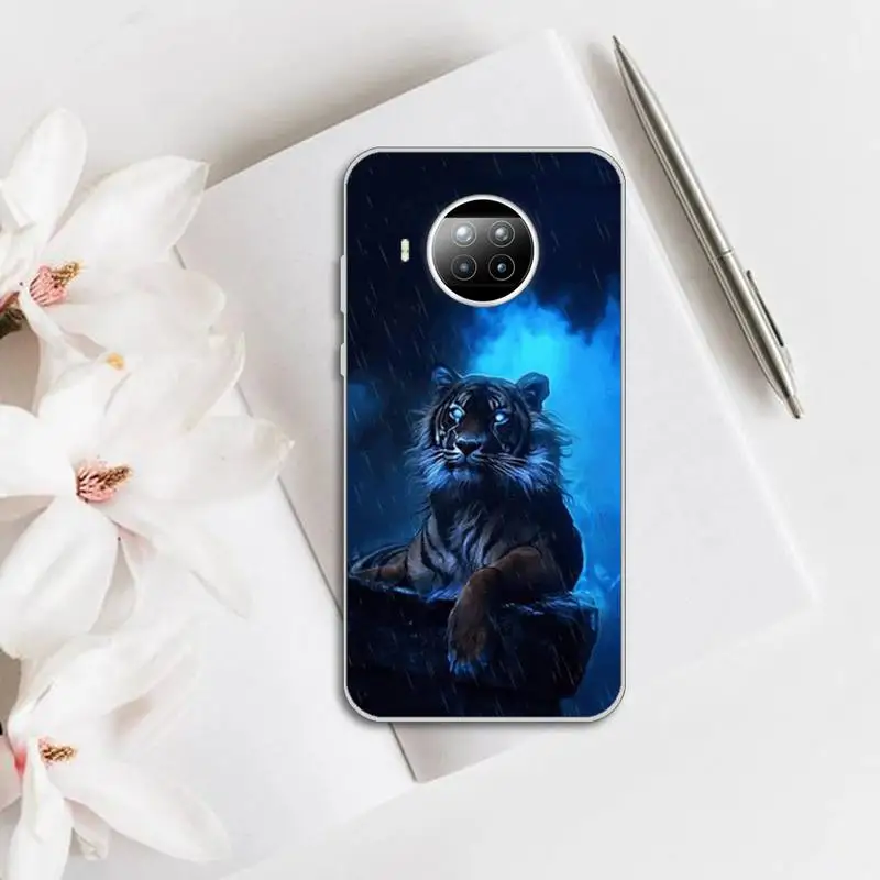 

Phone Case Transparent for Xiaomi mi Redmi note 10 t 8 9 pro lite 11 Samsung S 8 9 10 20 Ferocious tiger fashion cool