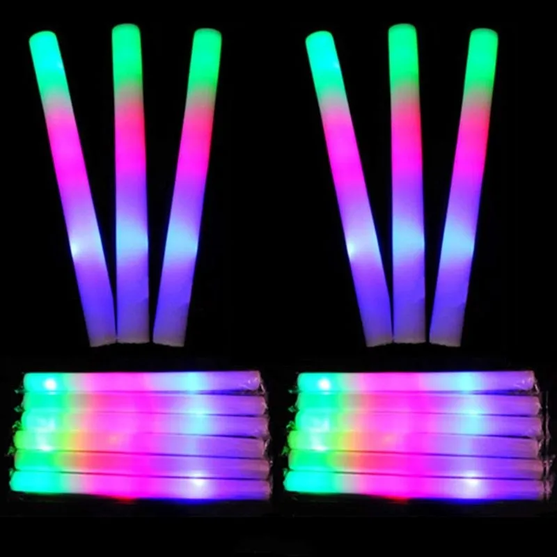 Light-Up Foam Sticks LED Soft Batons Rally Rave Glowing Wands Color Changing Flash Torch Festivals Party Concert luminous Stick images - 6