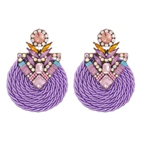 jujia boho ethnic crystal round for women grils baroque handmade purple earrings beads statement jewelry brincos