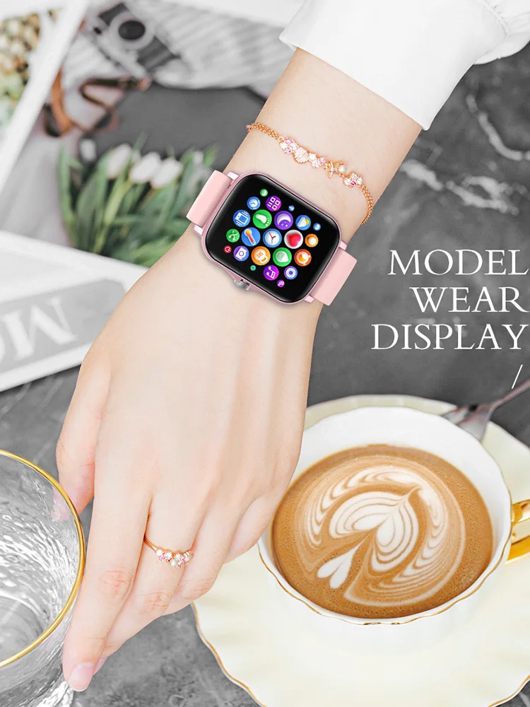 

P8 Plus Smart Watch Men 1.7 Inch Full Touch Custom Dial Heart Rate Fitness Tracker Women Smartwatch Wristwatch for Android GTS 2