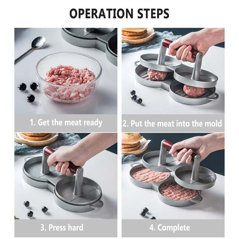 

Double Hole Burger Press Hamburger Press Patty Maker Press Stuffed Burger Patty Press Regular Burger Maker lpfk Manual Burger