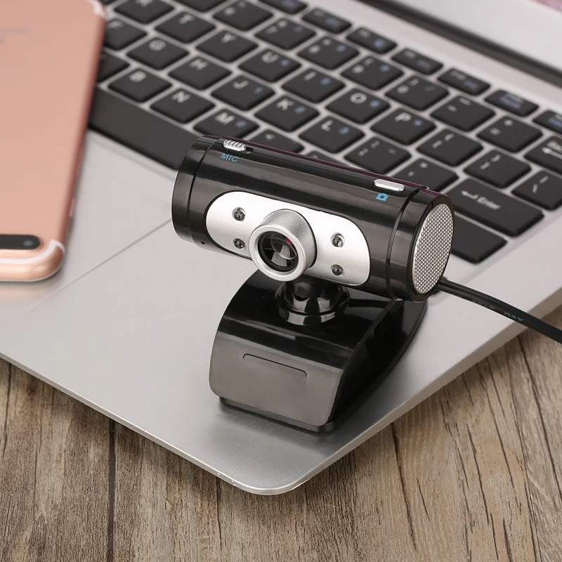 

Webcam USB 720P Web Camera Computer Camera Clip-on Web Cameras with Mic LED Light for Desktop PC Laptop