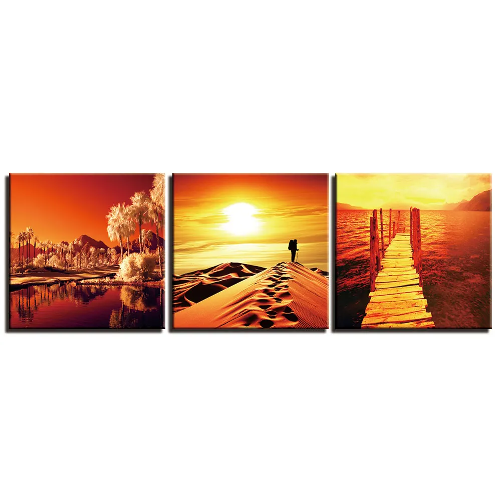 

3 Pieces Posters and Prints Painting Sunset Scenery Pictures Wall Art for Living Room Home Decor Canvas Art