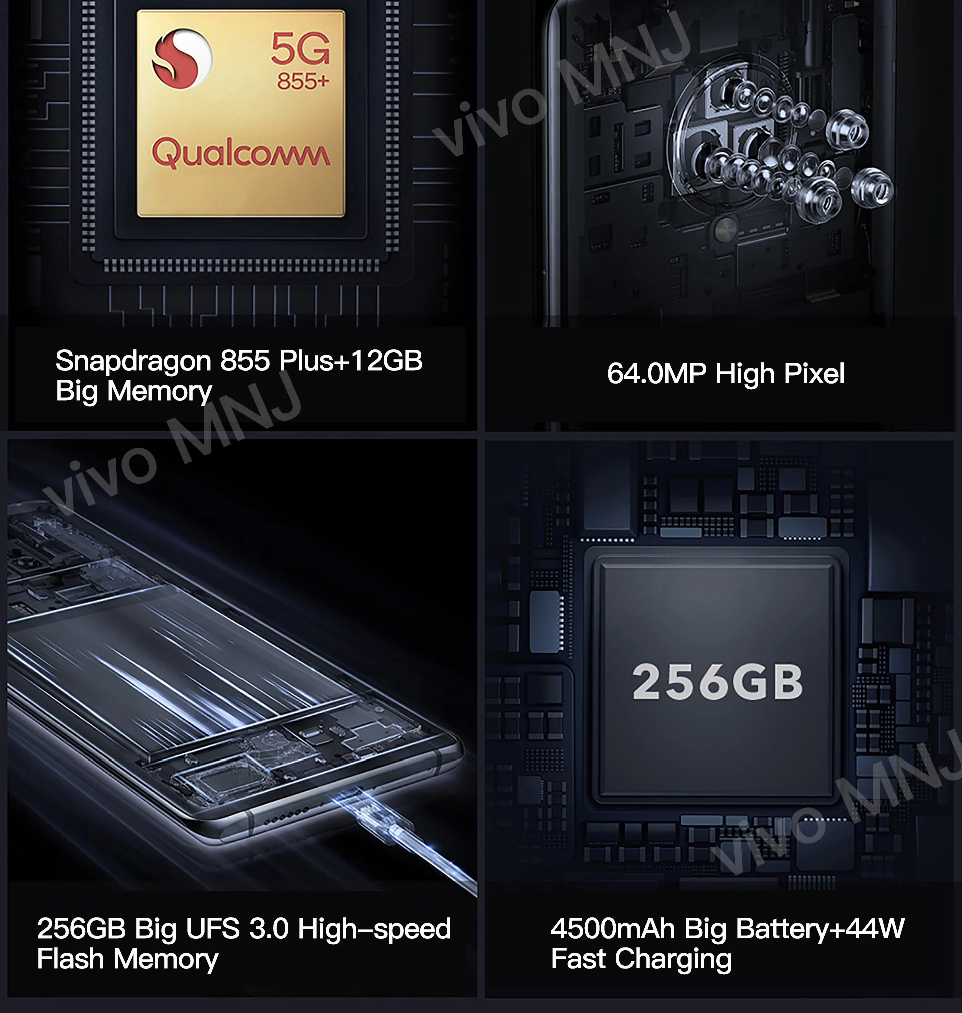 vivo Nex3 5G мобильный телефон 64.0MP камера сотовые телефоны 4500mAh Большая батарея 44W быстрая зарядка 6,89 дюймовый экран смартфон