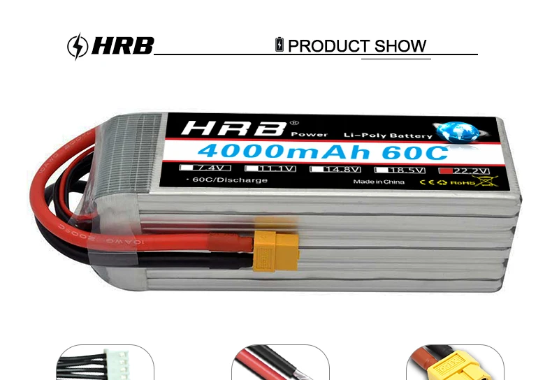 HRB 6S 22,2 V 4000mah Lipo батарея XT60 EC5 XT90 TRX T Deans женский 60C RC Квадрокоптер FPV Самолет багги автомобиль Грузовик Лодка запчасти DIY