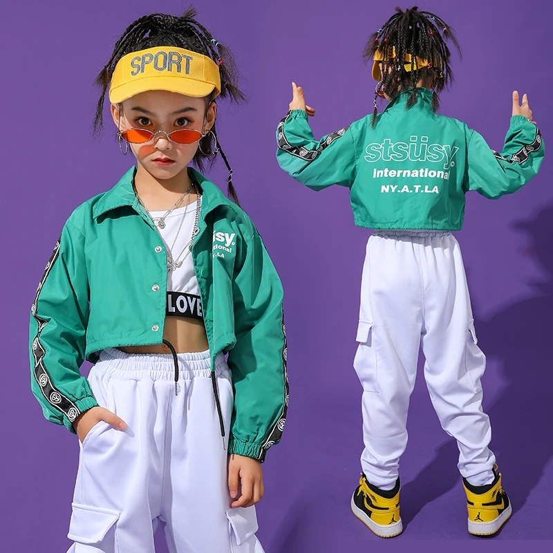 Детский танцевальный костюм в стиле хип хоп бирюзовый топ|Бальные танцы| |