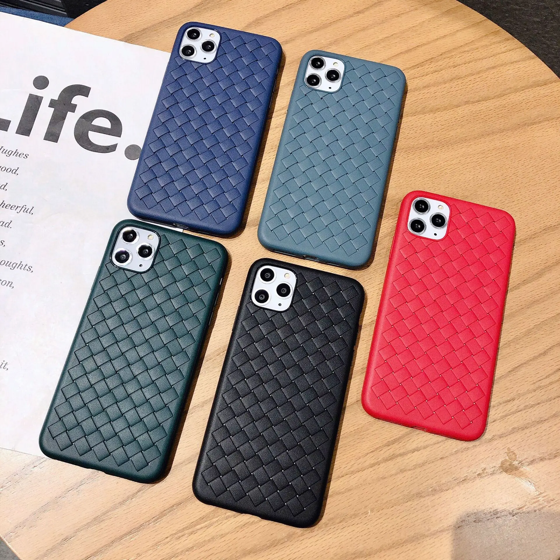 For iPhone 6 7 8 11 x xr xs max pro mobile phone case 6s plus solid color woven silicone |