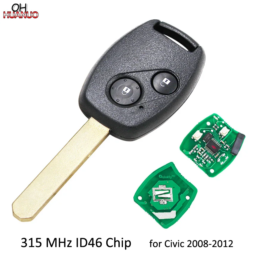 2 кнопочный дистанционный ключ 315 МГц с чипом ID46 для Honda Civic 2008 2009 2010 2011 2012