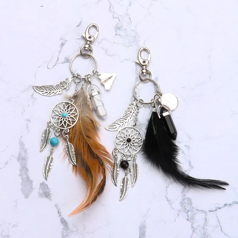 Женский винтажный брелок в виде ловца снов с розовыми и синими бусинами|Брелоки| |