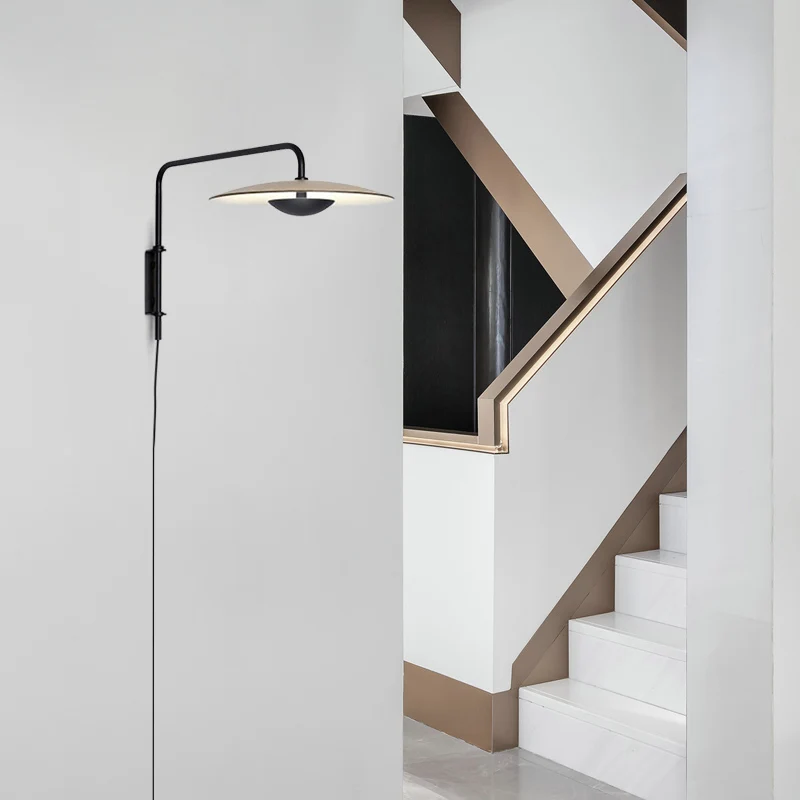 

Modern LED Wall Lamp Black Aluminum Wall Sconce Home Living Room Dining Room Bedroom Wooden Wall Sconce WA055