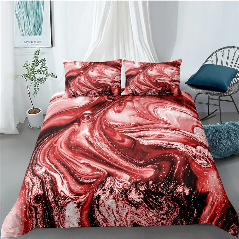 

Luxury 3D Color Marble Print 2/3Pcs Kids Bedding Set Comfortable Duvet Cover Pillowcase Home Textile Single Queen and King Size