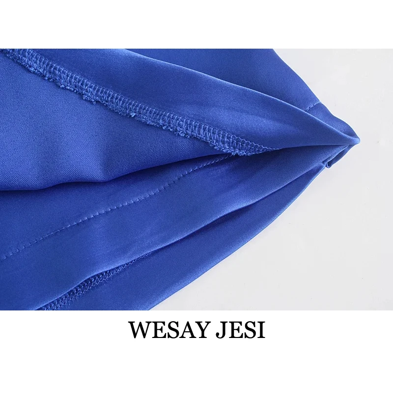 

WESAY JESI Za Women 2021 Pleated Skirt New Solid Color Satin Banquet Dress Summer Sexy Backless Dress Sleeveless Suspender Skirt