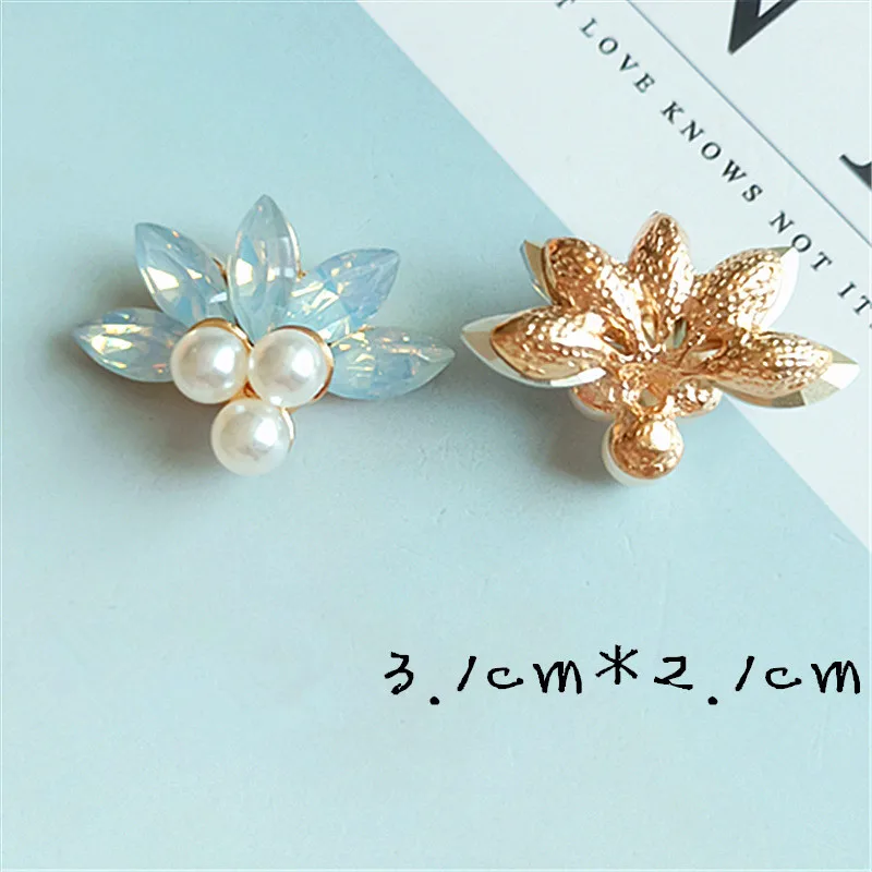 

10pcs/lot Rhinestone Pearl Buttons Flat Back For Girl Hair Wedding Invitation Card Dress Doll Shoes Clothing Jewelry Accessories