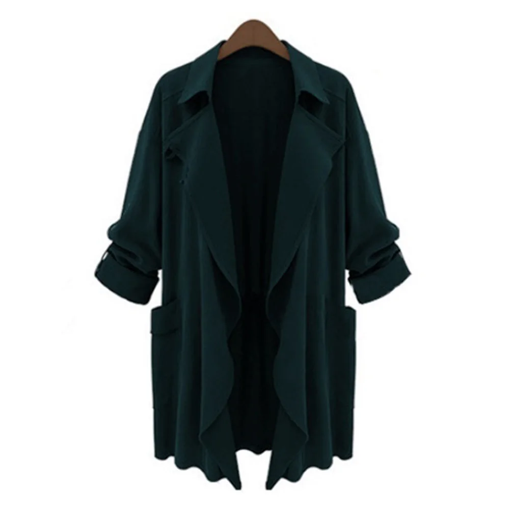 

Plus Size Womens Trench Coat Ladies Parka Overcoat Long Jacket Autumn Outwear