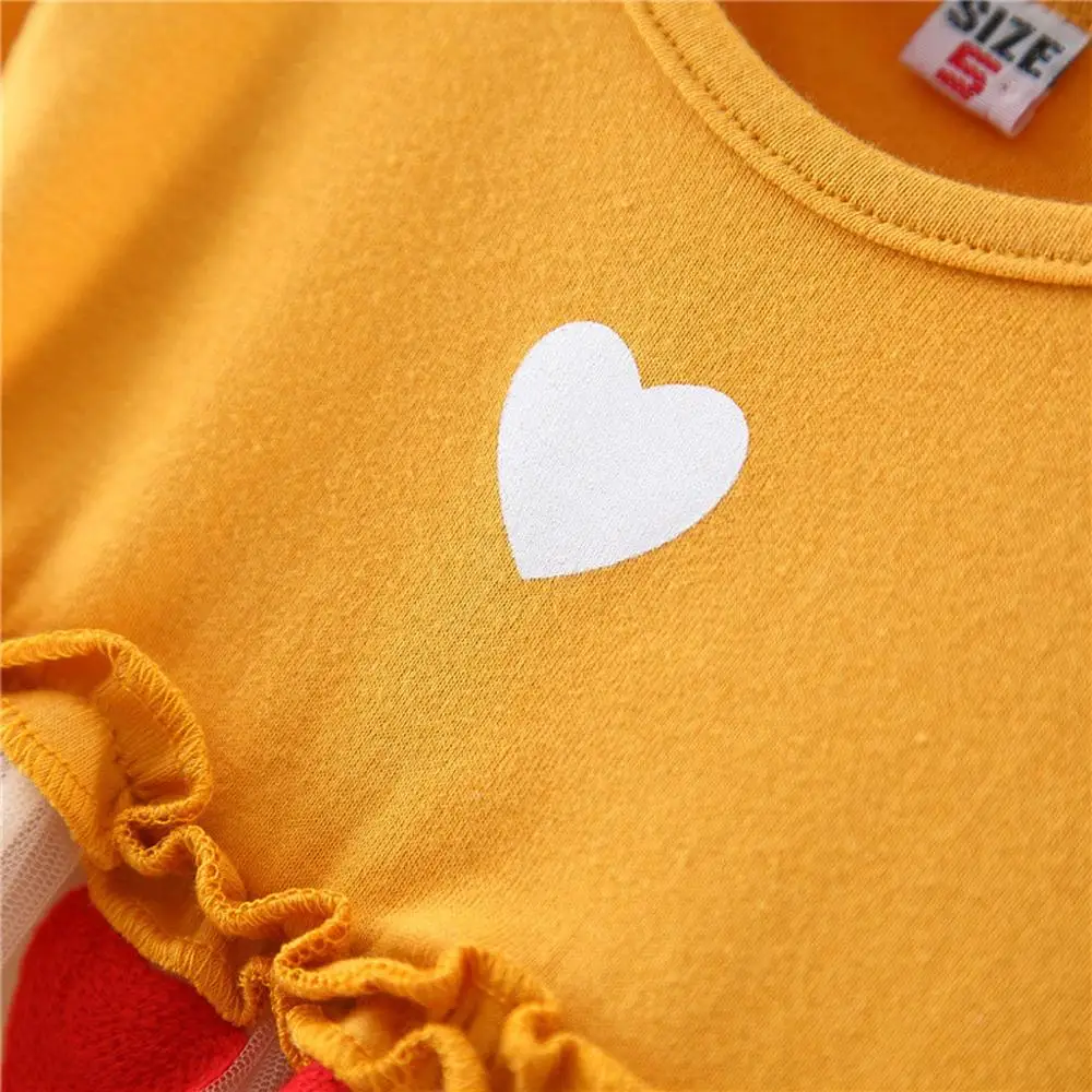 

Baby Girl Dresses Toddler Baby Kids Girls Ruched Tulle Patchwork Love Heart Print Dresses Clothes Kids Autumn Party Dress 2020