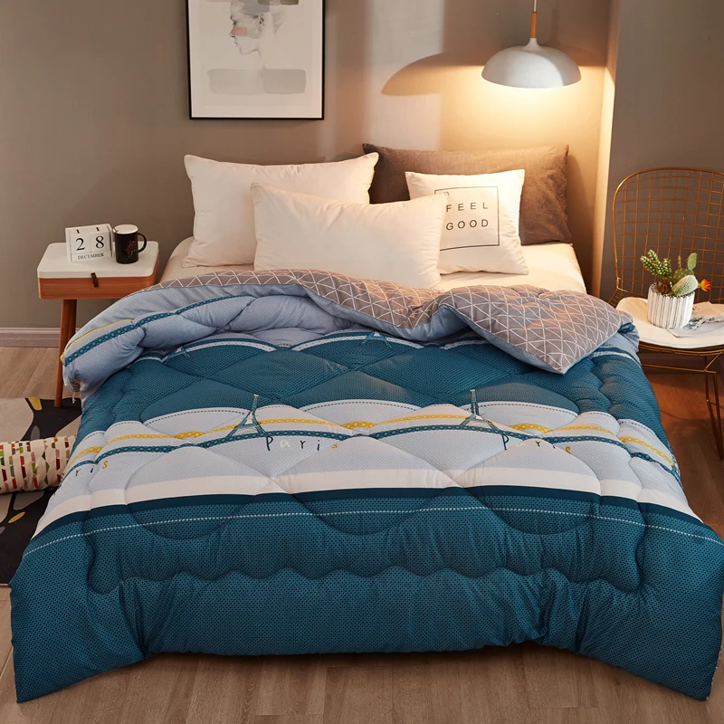 

New Twin/Queen/King size patchwork Thick warm Quilts Duvet home Luxury Printed Flannel Winter Blanket Bedding Comforter quilted