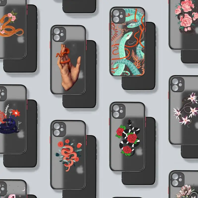

Hand Snake Phone Case black matte transparent For iPhone 7 8 x xs xr 11 12 pro plus mini max Clear Funda