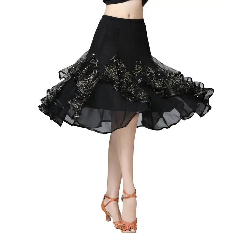 

New Ballroom Dance Skirts For Women Latin Tango Modern Dancing Skirt National Standard Waltz Flamenco Competition Dance Dress