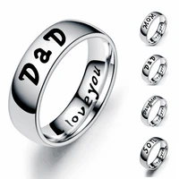 baecyt new simple 6mm stainless steel i love you mom son daughter decoration family rings jewelry wholesale dropshipping