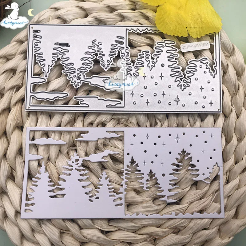 Bunnymoon ночные лесные металлические режущие штампы 3D сделай сам Скрапбукинг
