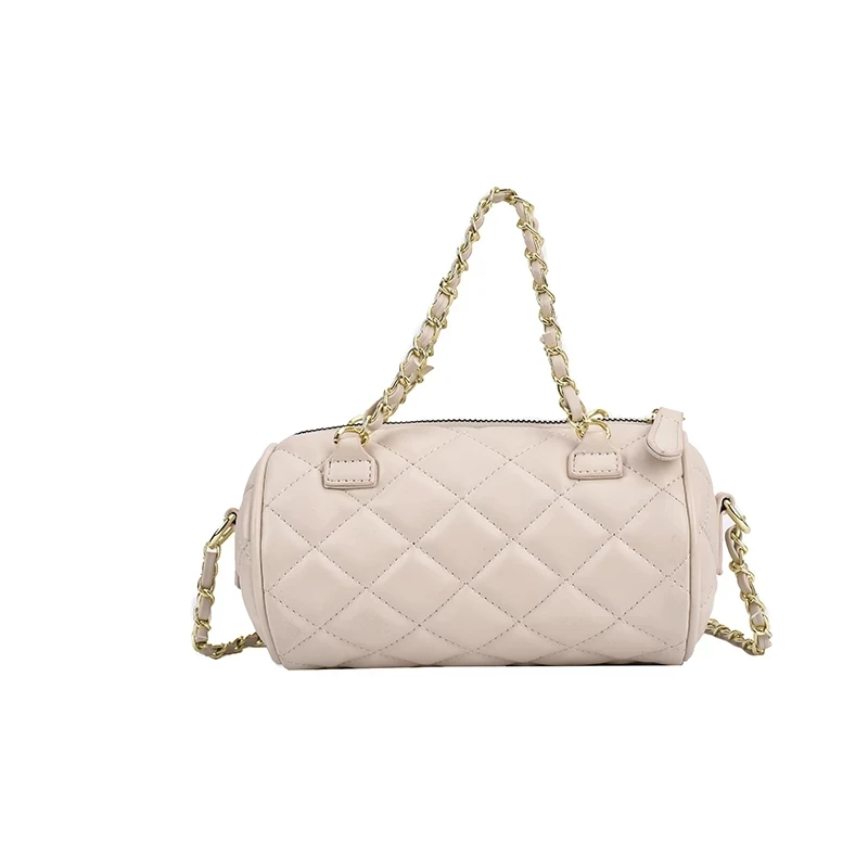 

Barrel Shape Lingge Mini Pu Leather Bucket Crossbody Bags For Women 2021 Kiwi Green Summer Design Female Chain Shoulder Handbags