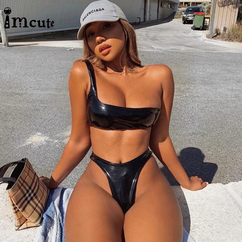 2020 сексуальный женский комплект бикини из искусственной лакированной кожи