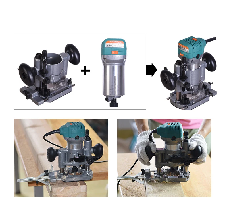 

Hand-Held Removable Plunge Router Base for Home Milling Cutter Machine with Wood Cutter Tool Set