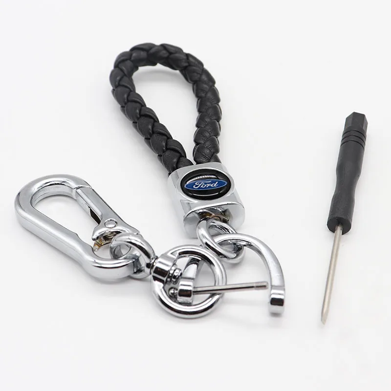 

Car keychain mens anti-lost personality creative 360rotating design braided rope detachable metal keychain suitable for Ford-