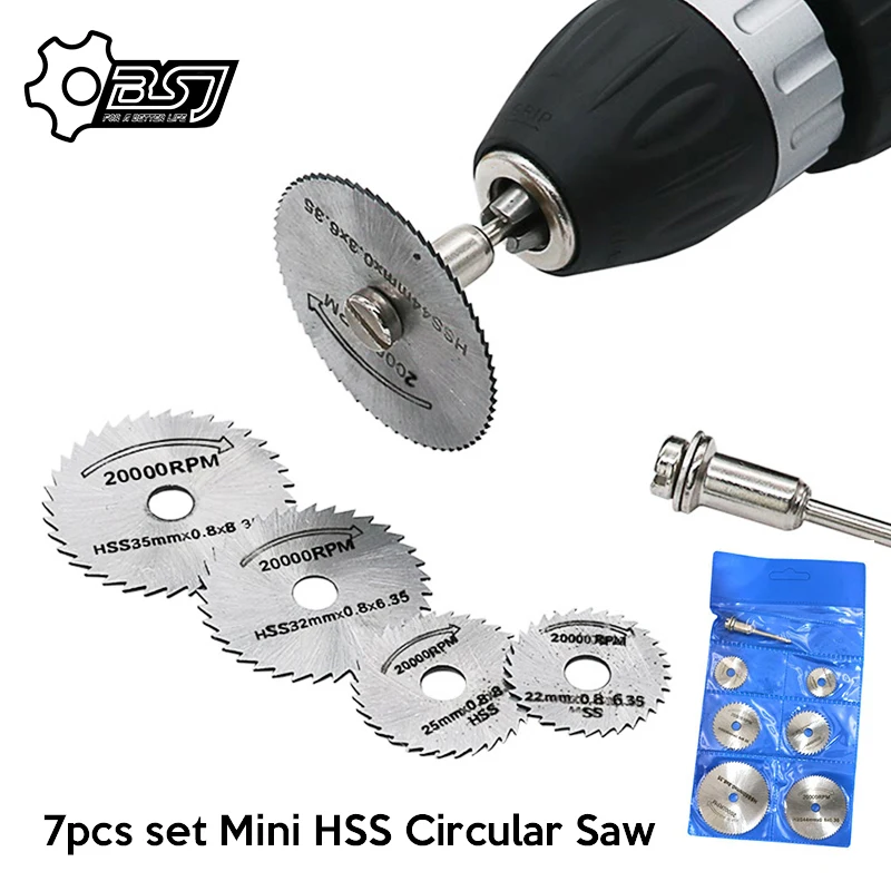 

7pcs Mini HSS Circular Saw Blade Rotary Tool For Dremel Metal Cutter Power Tool Set Wood Cutting Discs Drill Mandrel Cutoff
