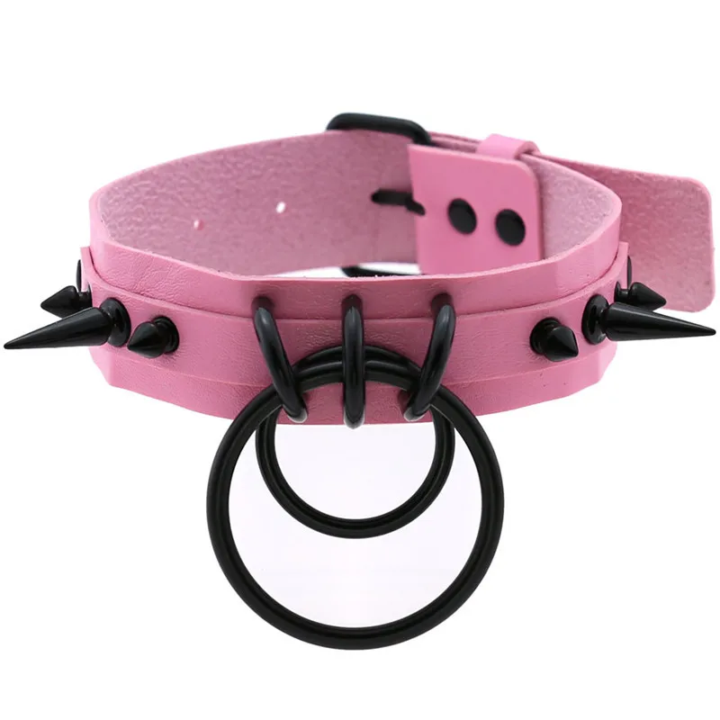 

Sexy Pink Gothic Punk Spike Rivet Choker Belt Collar Women Pu Leather Goth Necklace for Women Party Club Chocker Jewelry
