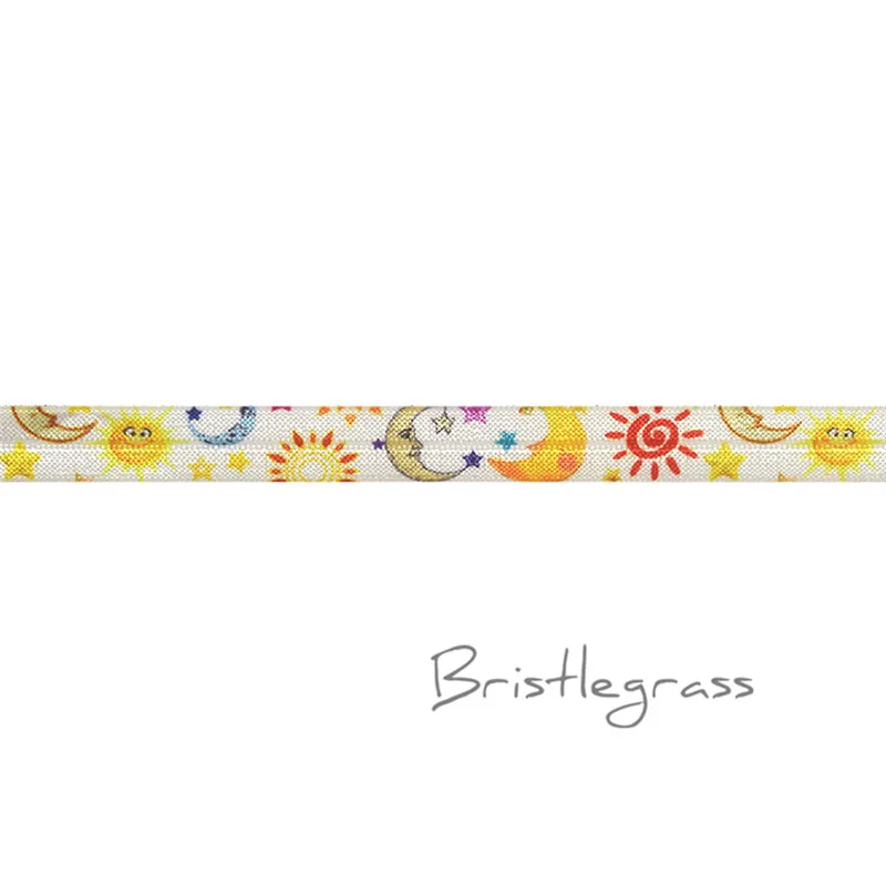 Sun BRISTLEGRASS 2 ярда 5/" 1,5 см Сова Фламинго цветочный принт враг складной над эластичными повязка из спандекса волос галстук платье с повязкой швейная отделка - Цвет: Sun