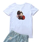 Женская футболка с аниме-рисунком, модная футболка с круглым вырезом, в стиле Харадзюку