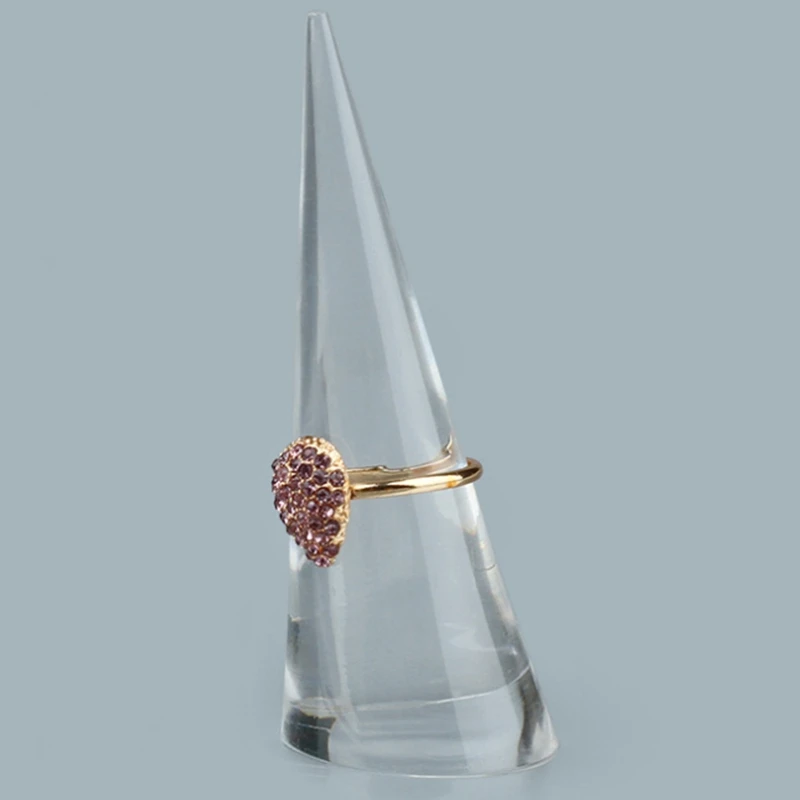

Fashion Popular Mini Acrylic Finger Ring Plastic Triple-cornered Cone Jewelry Storage Display Stand