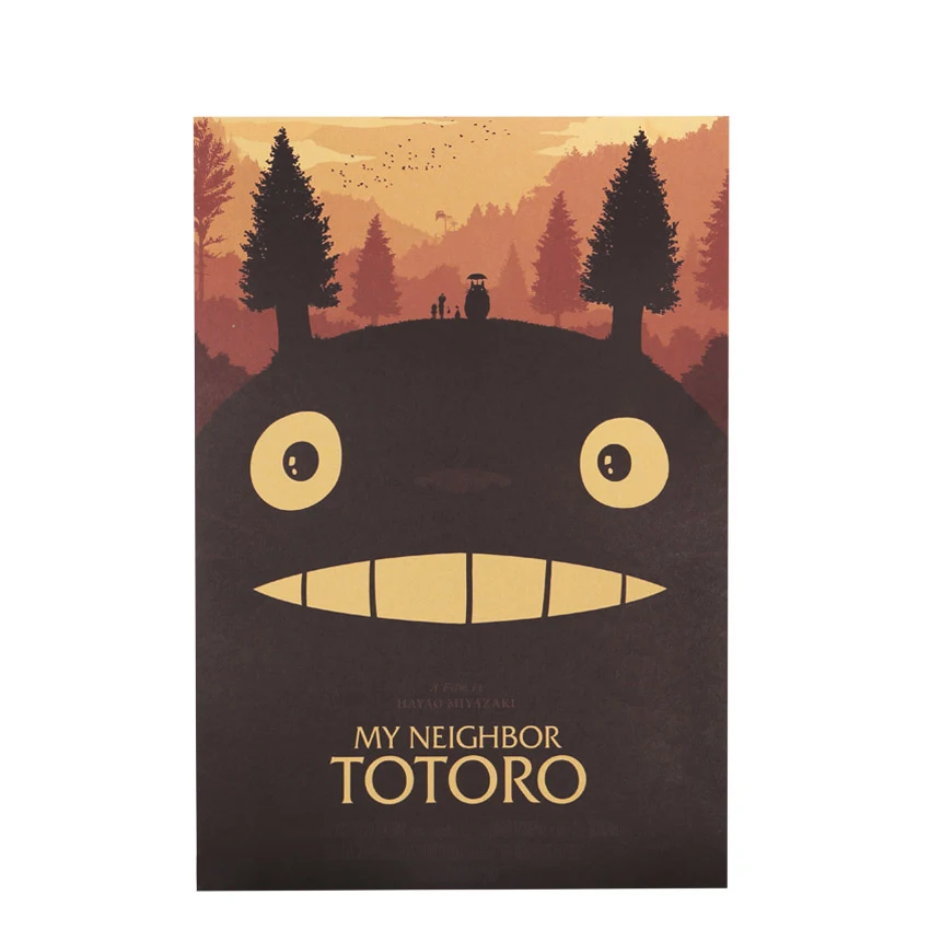 Totoro E style Крафт-бумага винтажная Классическая мультяшная пленка Плакат Бар Кафе декоративная роспись стены стикер 50,5X35 см