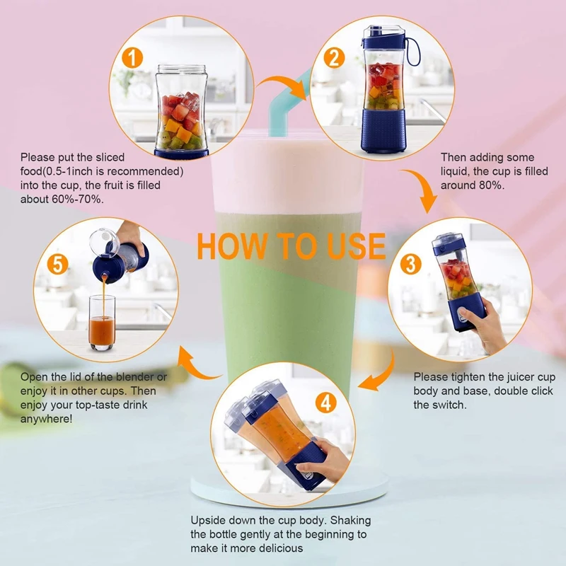 

Electric Fruit Juicer Blender Portable USB Personal BabyFood Milk Smoothie Maker Mixer Cup for Home Travel Office