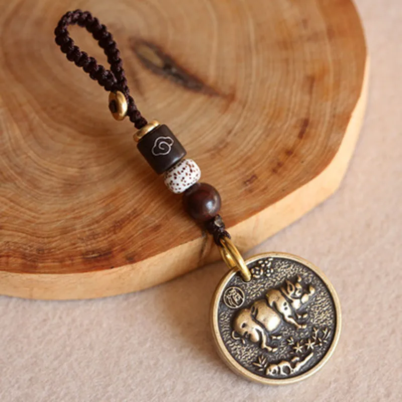 

Кошелек Аксессуары из чистой меди Знак зодиака Подвеска со свиньей Пряжка для ключей медная металлическая подвеска латунные маленькие подвески для автомобильных ключей подарок