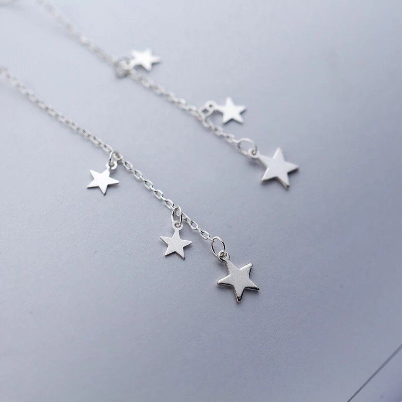 Серьги из чистого серебра 925 пробы, модные корейские серьги со звездами, подарок для девушек и друзей