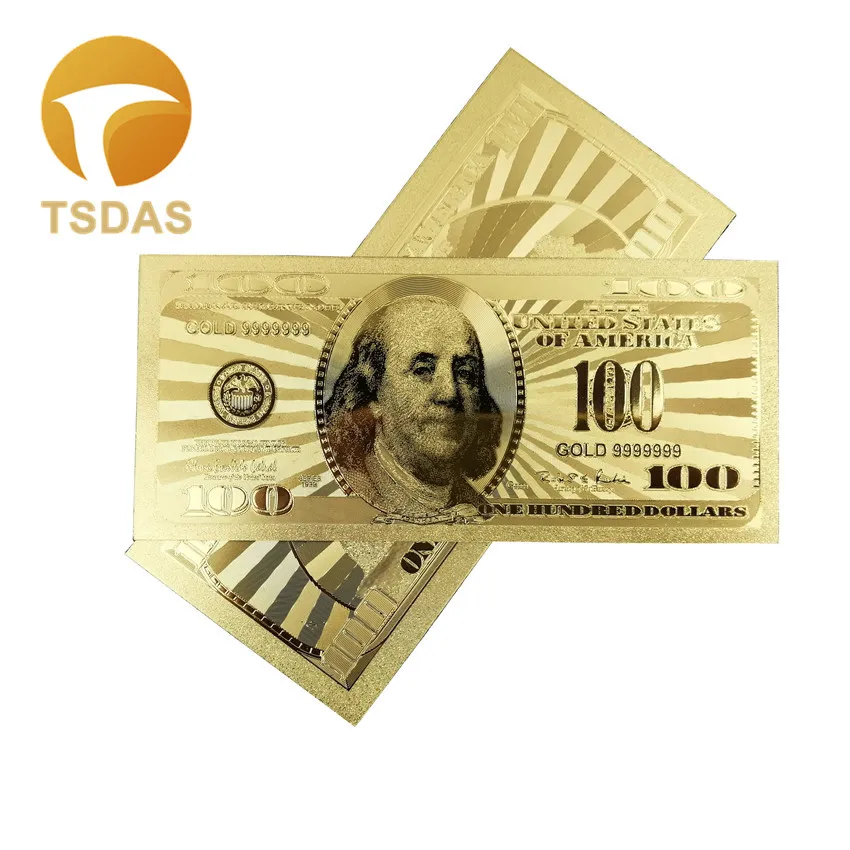 10 шт./лот банкнота США $100 долларов Золотая фольга ценная коллекция с бесплатной