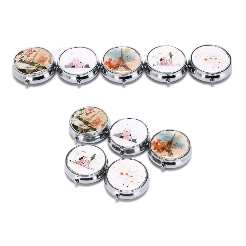 1 шт. портативный металлический круглый органайзер с цветочным принтом милый