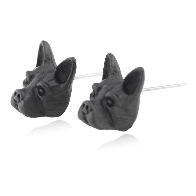 Серьги-гвоздики в стиле бохо женские винтажные украшения Бостон-терьер и