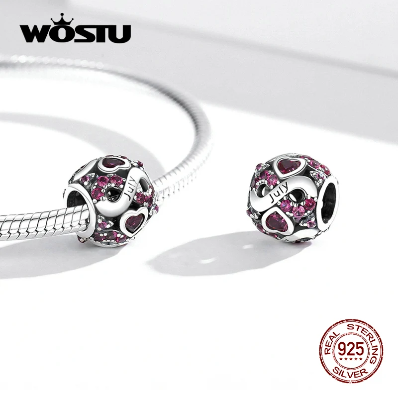 Бусина для браслета Wostu из серебра 925 пробы с камнем по месяцу рождения