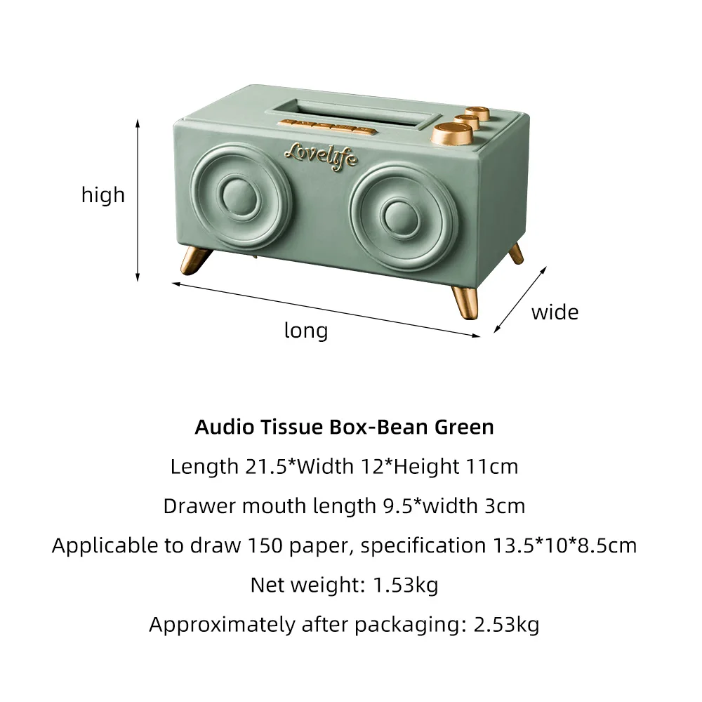 

Retro Tissue Boxes Green Radio Model Napkin Holder Modern Home Decoration Accessories Desktop Decoration Portable Tissue Box