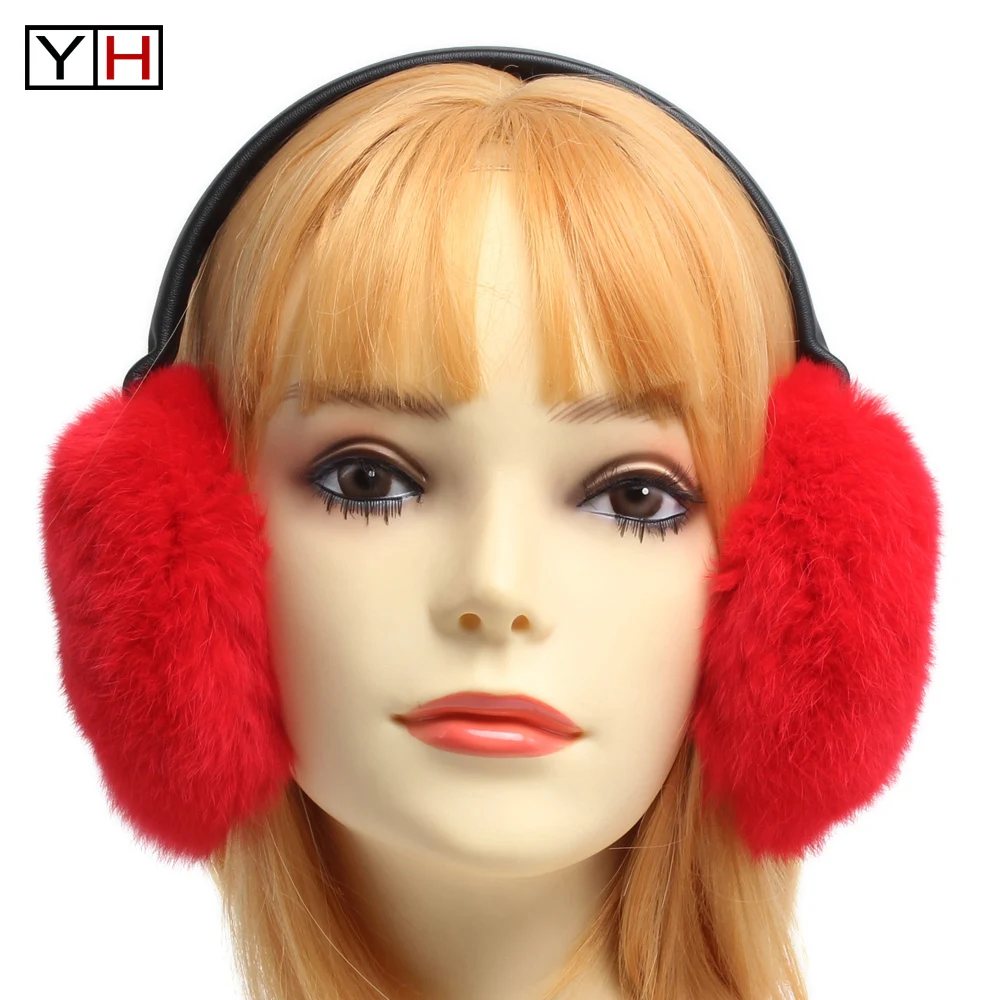 Наушники женские зимние из натурального меха кролика рекс | Аксессуары для