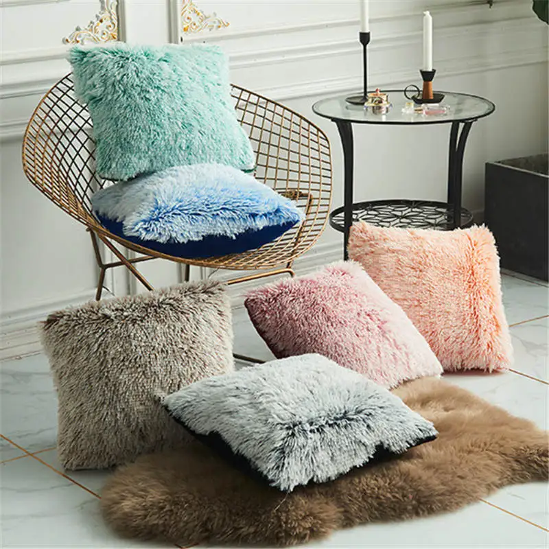 Plush Sea lion velvet Soft Fur Plush Throw Pillow Case Cover Home Bed Room Sofa Decoration Furry Waist Cushion Cover Pillowcase
