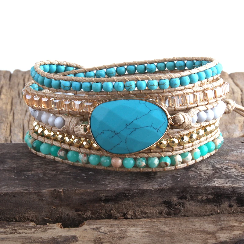 RH Новый Дизайнерский Модный браслет в стиле бохо натуральные камни травяной Турк